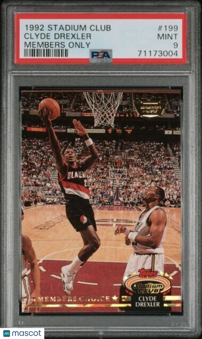 1992 Stadium Club MEMBERS ONLY Clyde Drexler Basketball Card #199 PSA 9