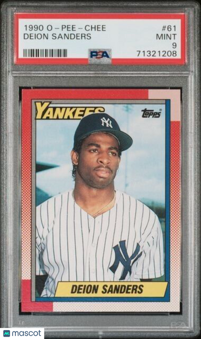 1990 O-Pee-Chee Deion Sanders Rookie Baseball Card #61 PSA 9 Mint