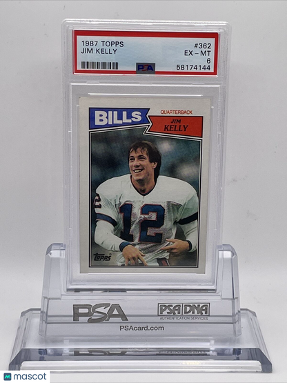 1987 Topps Jim Kelly Rookie Football Card #362 PSA 6