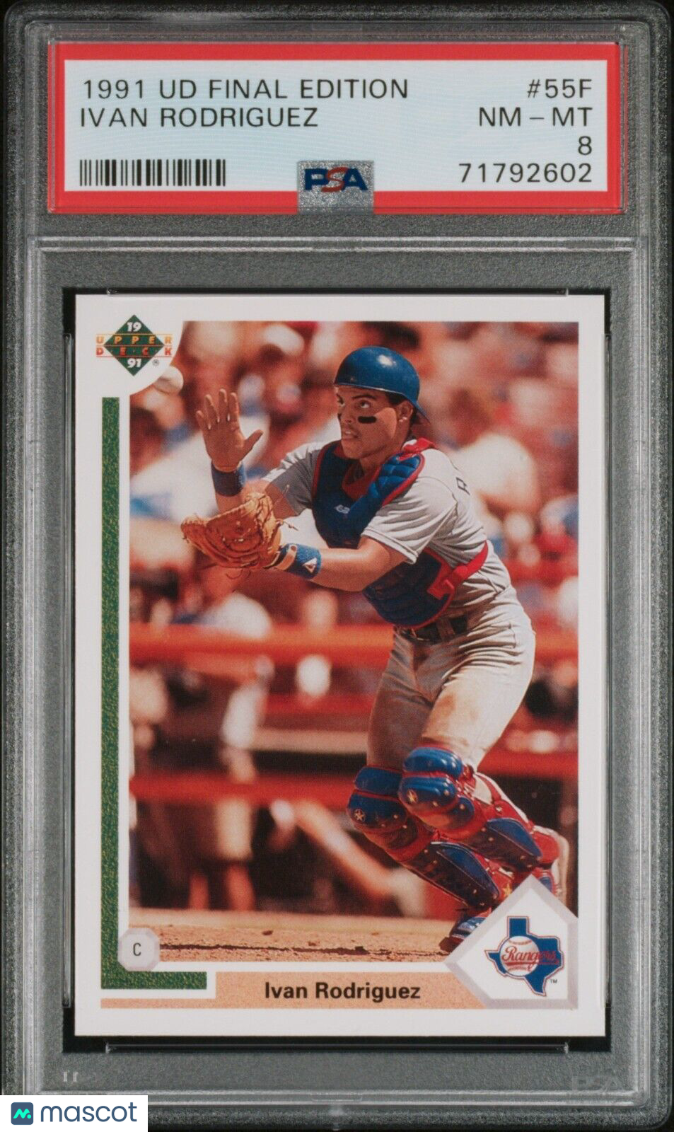 1991 Upper Deck Final Edition Ivan Rodriguez Rookie Baseball Card #55F PSA 8