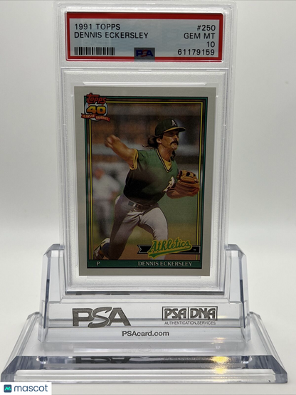 1991 Topps Dennis Eckersley Baseball Card #250 PSA 10