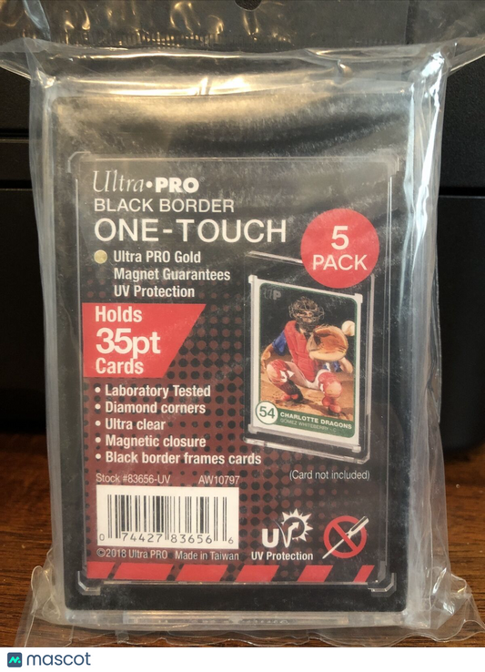 Ultra Pro One-Touch Magnetic Card Holder BLACK BORDER 35pt Point, 5 Pack