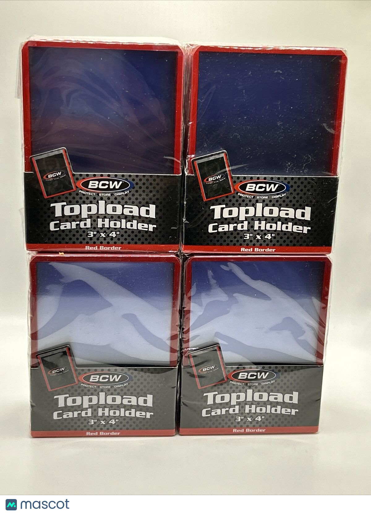 BCW 3X4 RED BORDER Standard Toploaders 35pt 4 Packs of 25, 100 total