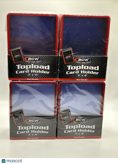 BCW 3X4 RED BORDER Standard Toploaders 35pt 4 Packs of 25, 100 total