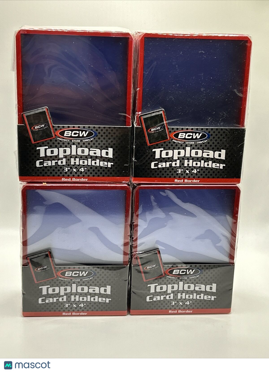 BCW 3X4 RED BORDER Standard Toploaders 35pt 4 Packs of 25, 100 total