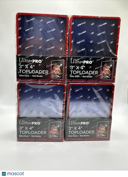 Ultra Pro 3X4 RED BORDER Standard Toploaders 35pt 4 Packs of 25, 100 total