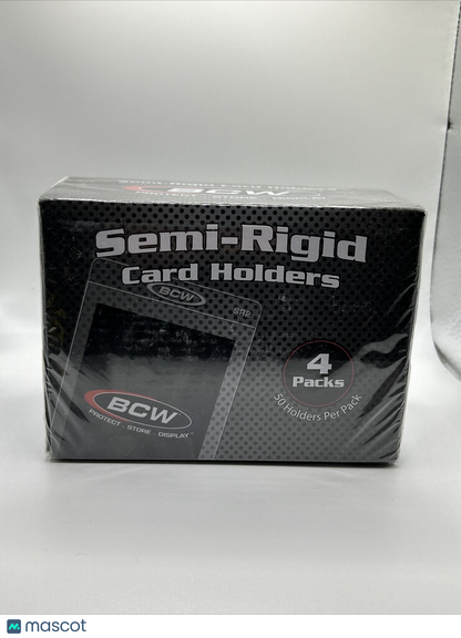 BCW Semi-Rigid Card Holders #2 Box with 4 Packs of 50 Sleeves, 200 Total