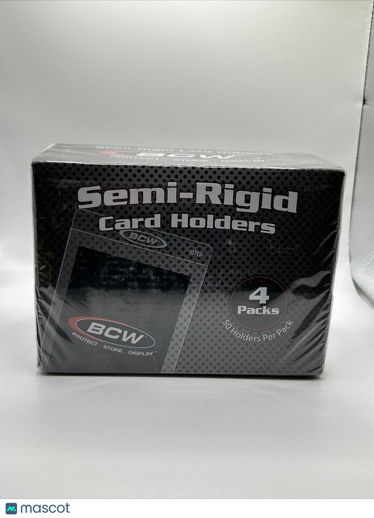 BCW Semi-Rigid Card Holders #2 Box with 4 Packs of 50 Sleeves, 200 Total