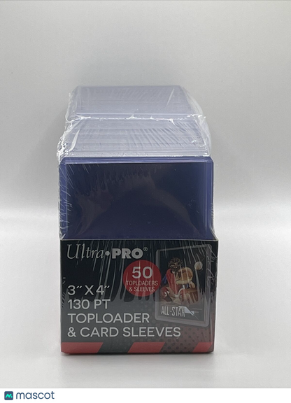 Ultra Pro 3X4 Super Thick Toploaders 130pt Point 1 Pack of 50 WITH SLEEVES