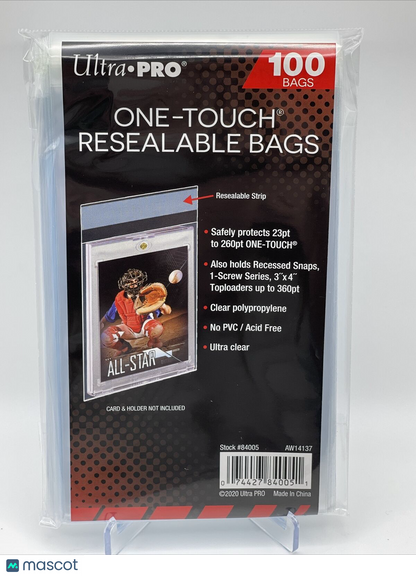 Ultra Pro One-Touch Resealable Bags 1 Pack of 100 for One-Touch Holders