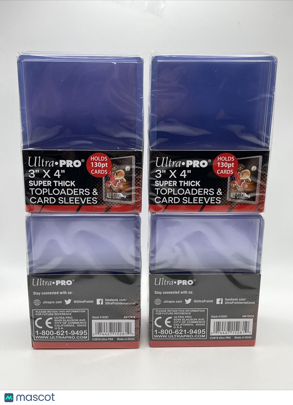 Ultra Pro 3X4 Super Thick Toploaders 130pt Point 4 Packs of 10 WITH SLEEVES = 40