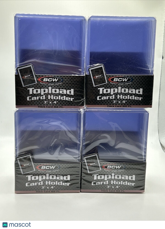 BCW 3X4 Thick Card Toploaders 4 Packs of 10 for up to 168pt Cards, 40 Total