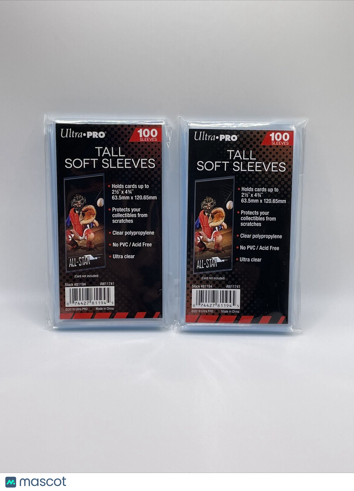 Ultra Pro TALL Penny Card Sleeves 2 Packs of 100 (200) for cards up to 2.5X4.75
