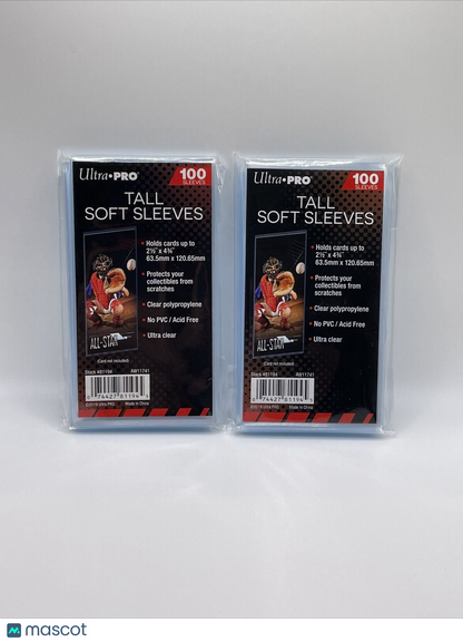Ultra Pro TALL Penny Card Sleeves 2 Packs of 100 (200) for cards up to 2.5X4.75