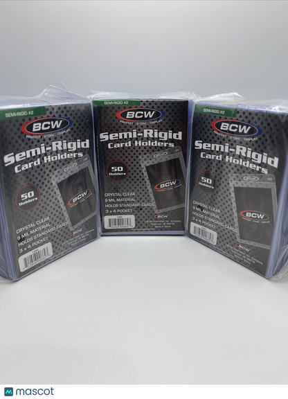 BCW Semi-Rigid Card Holders #2 3 Packs of 50 Sleeves, 150 Total