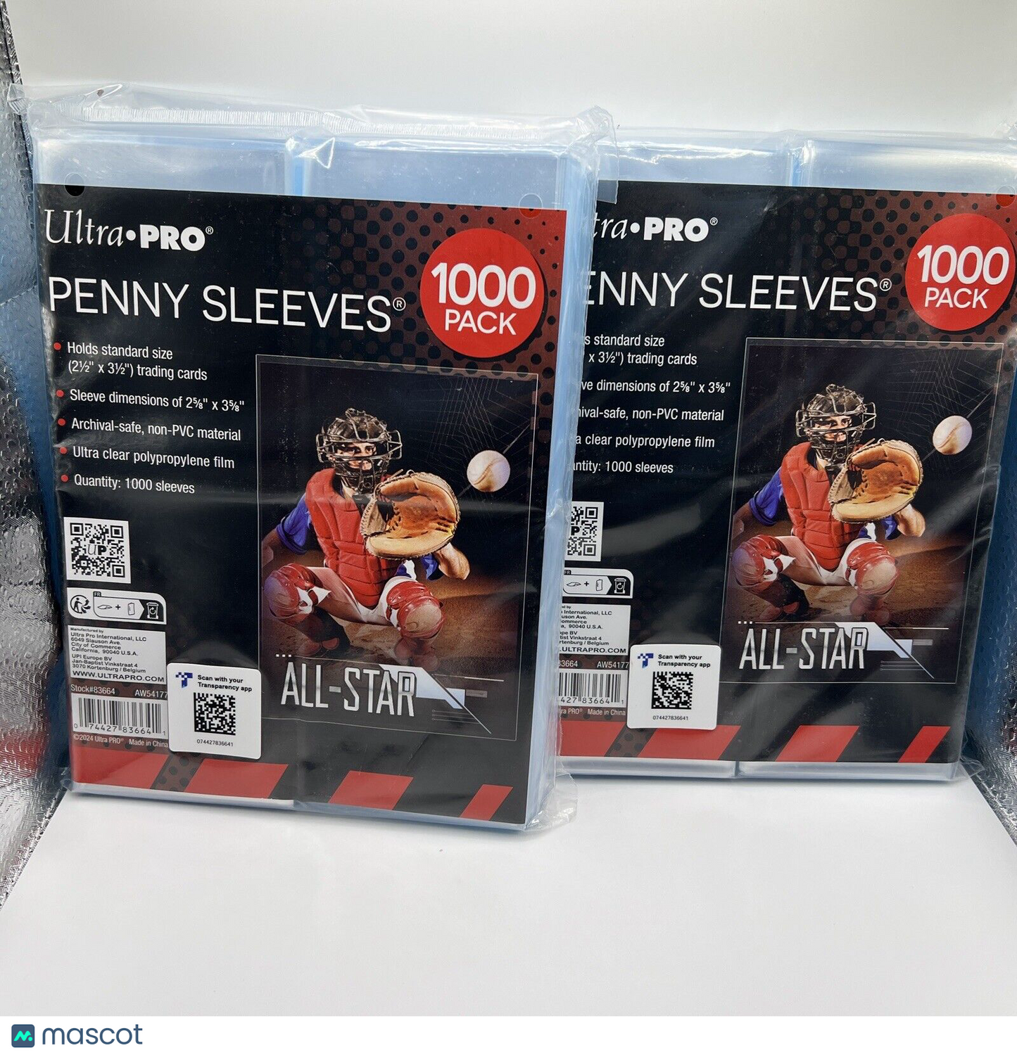 Ultra Pro Penny Card Soft Sleeves 2 packs of 1000 for Standard Cards, 2000 Total