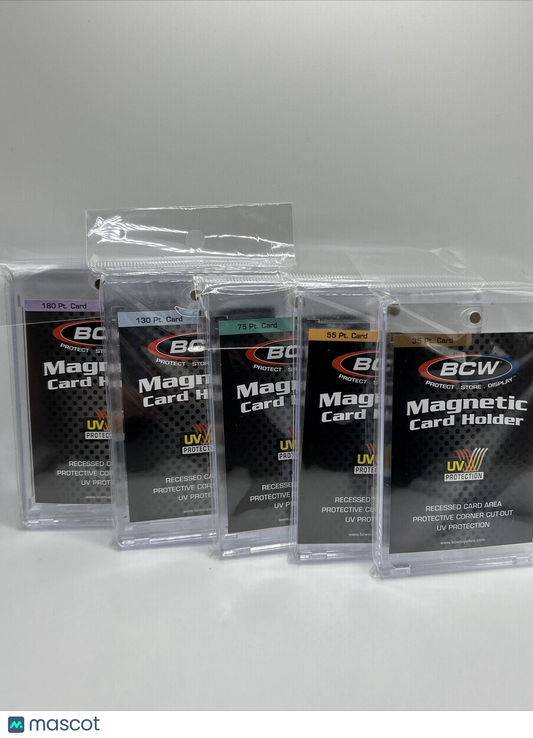 BCW Magnetic Card Holders 35pt 55pt 75pt 130pt 180pt lot of 5 magnetic holders