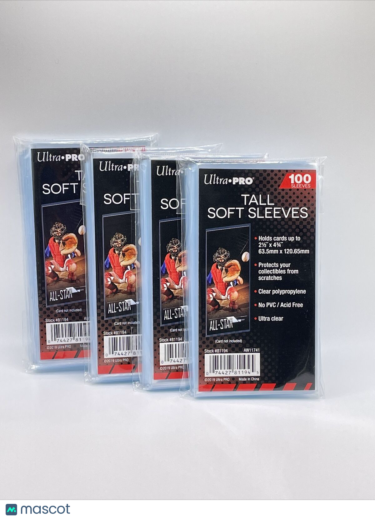 Ultra Pro TALL Penny Card Sleeves 4 Packs of 100 (400) for cards up to 2.5X4.75