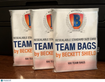 Beckett Shield Team Bags Resealable Sleeves 3 Packs of 100 - 300 Total