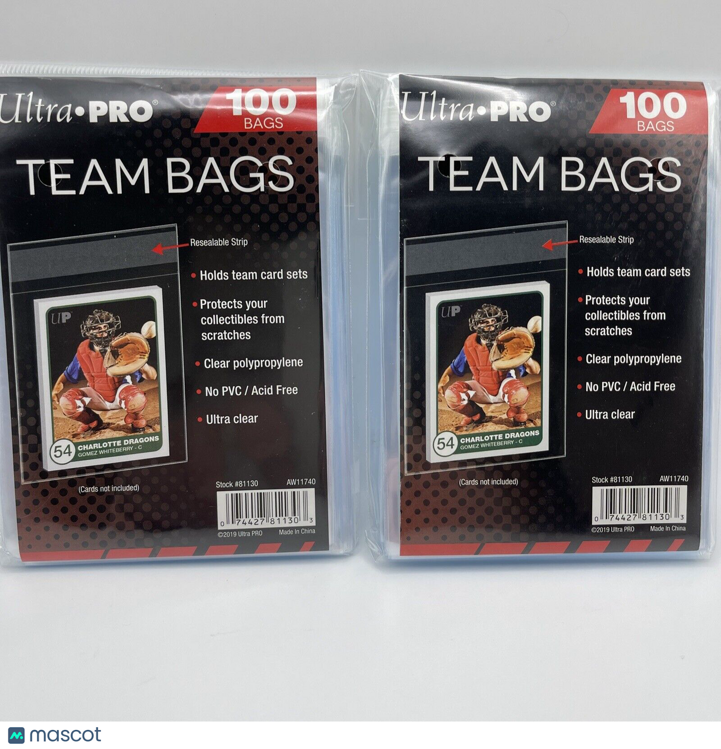 Ultra Pro Resealable Team Bags 2 Packs of 100 Team Bags, 200 Total