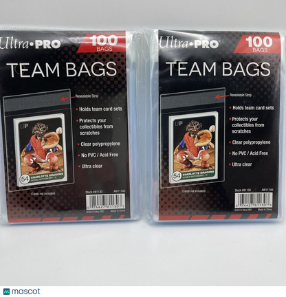 Ultra Pro Resealable Team Bags 2 Packs of 100 Team Bags, 200 Total