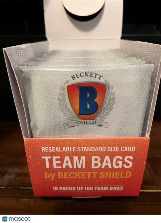 Beckett Shield Team Bags Resealable Sleeves 15 Packs of 100 - 1500 Total