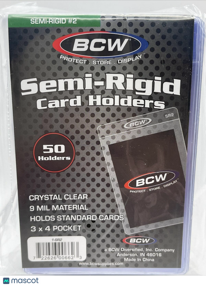 BCW Semi-Rigid Card Holders #2 1 Pack of 50 Sleeves YOU CHOOSE QUANTITY