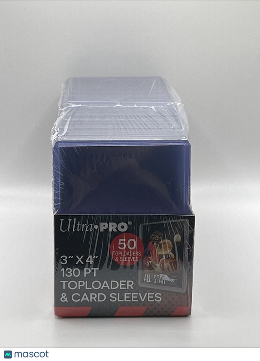 Ultra Pro 3X4 Super Thick Toploaders 130pt Point 1 Pack of 50 WITH SLEEVES