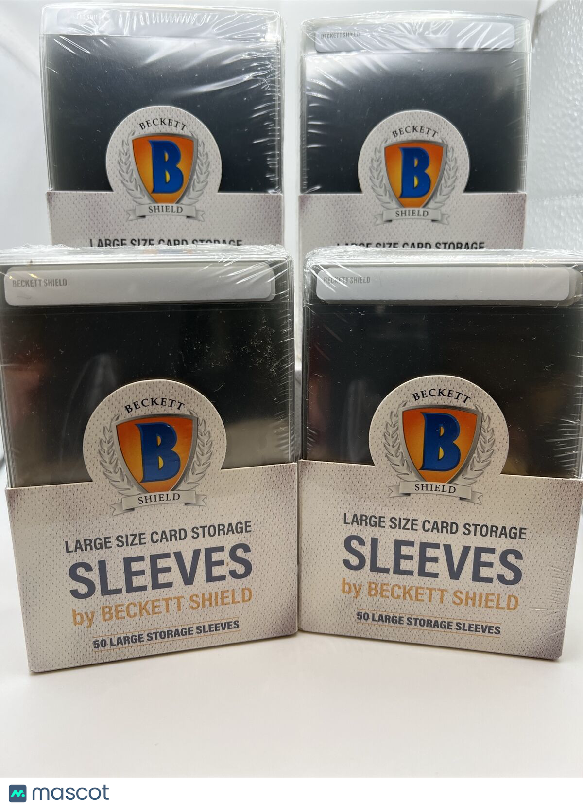 Beckett Shield Large Size Semi-Rigid Sleeves 4 Packs of 50, 200 Total