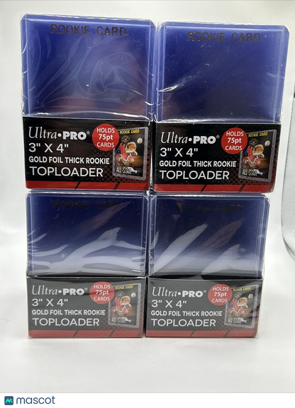 Ultra Pro 3X4 Gold Rookie 75pt Toploaders 4 Packs of 25 for Thick Sized Cards