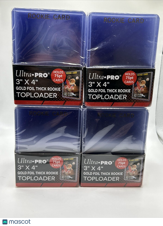 Ultra Pro 3X4 Gold Rookie 75pt Toploaders 4 Packs of 25 for Thick Sized Cards