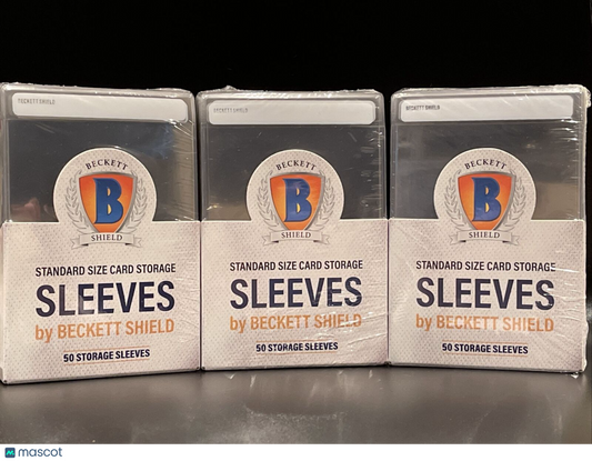 Beckett Shield Standard Size Semi-Rigid Sleeves 3 Packs of 50, 150 Total