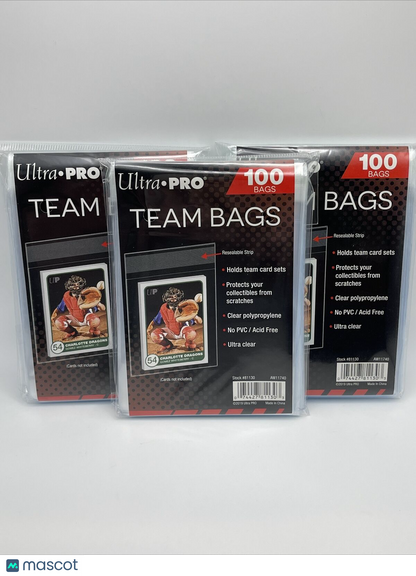 Ultra Pro Resealable Team Bags 3 Packs of 100 Team Bags, 300 Total