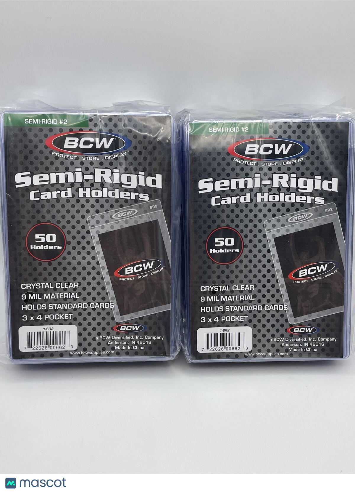 BCW Semi-Rigid Card Holders #2 2 Packs of 50 Sleeves, 100 Total