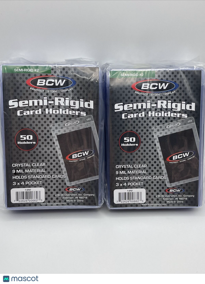 BCW Semi-Rigid Card Holders #2 2 Packs of 50 Sleeves, 100 Total