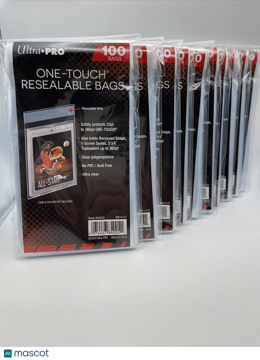 Ultra Pro One-Touch Resealable Bags 10 Packs of 100, 1000 Total Bags