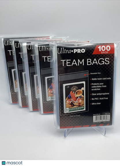 Ultra Pro Resealable Team Bags 5 Packs of 100 Team Bags, 500 Total