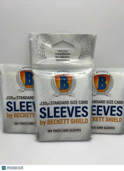 Beckett Shield Soft Card THICK Sleeves 3 Packs of 100 Sleeves for 130pt Cards