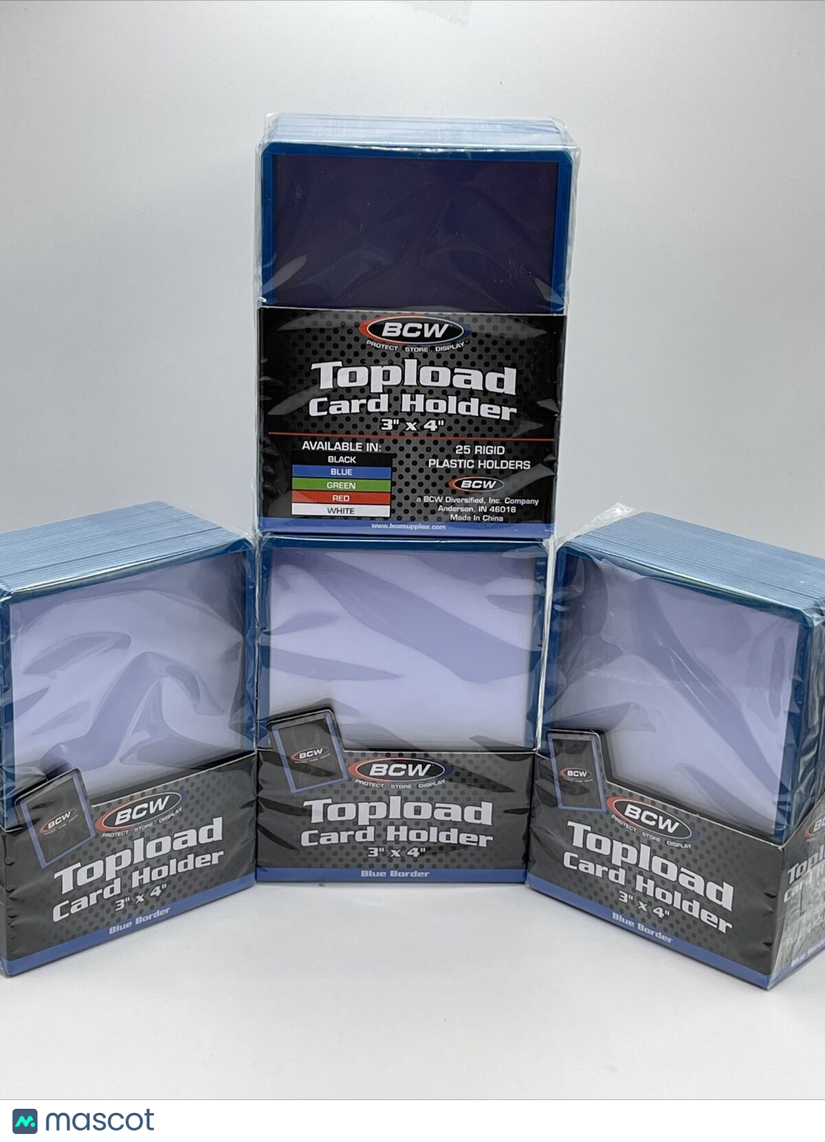 BCW 3X4 BLUE BORDER Standard Toploaders 35pt 4 Packs of 25, 100 total