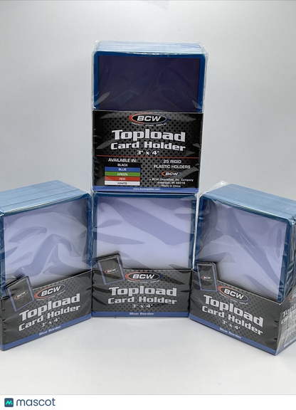 BCW 3X4 BLUE BORDER Standard Toploaders 35pt 4 Packs of 25, 100 total