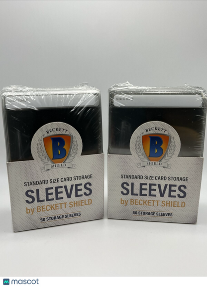 Beckett Shield Standard Size Semi-Rigid Sleeves 2 Packs of 50, 100 Total