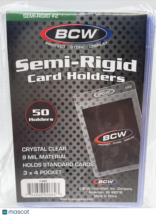 BCW Semi-Rigid Card Holders #2 1 Pack of 50 Sleeves for Standard Sized Cards