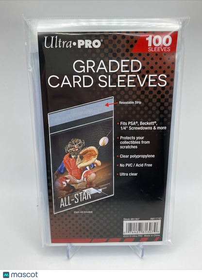 Ultra Pro GRADED Card Sleeves 1 Pack of 100 of Resealable Graded Card Sleeves