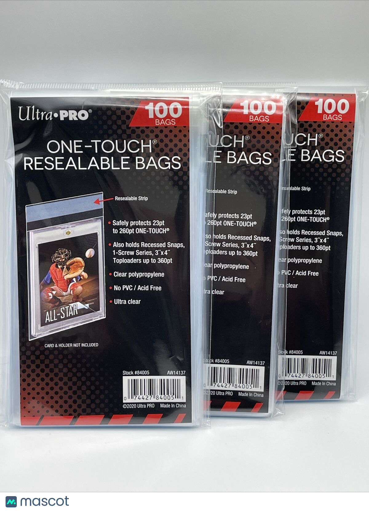 Ultra Pro One-Touch Resealable Bags 3 Packs of 100, 300 Total Bags