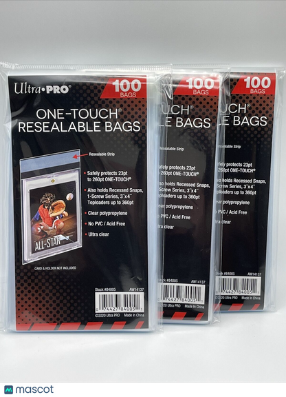 Ultra Pro One-Touch Resealable Bags 3 Packs of 100, 300 Total Bags