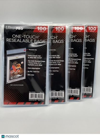 Ultra Pro One-Touch Resealable Bags 4 Packs of 100, 400 Total Bags