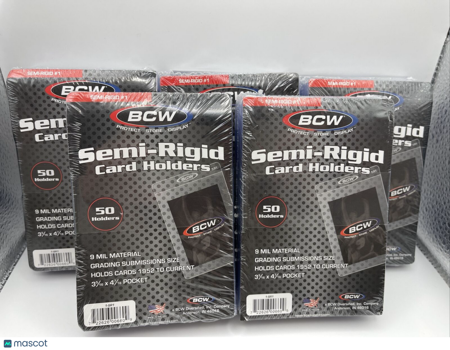 BCW Semi-Rigid Card Holders #1 5 Packs of 50 Sleeves, 250 Total