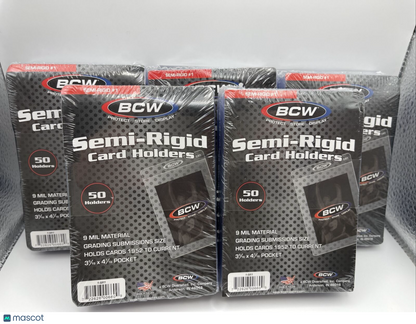 BCW Semi-Rigid Card Holders #1 5 Packs of 50 Sleeves, 250 Total