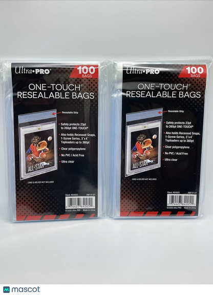 Ultra Pro One-Touch Resealable Bags 2 Packs of 100, 200 Total Bags