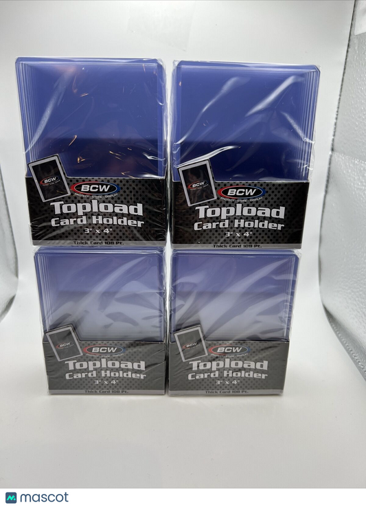 BCW 3X4 Thick Card Toploaders 4 Packs of 10 for up to 108pt Cards, 40 Total